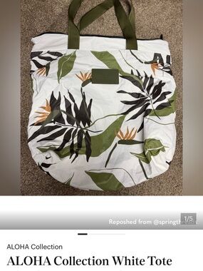 ALOHA Collection White Zip-Top Tote
